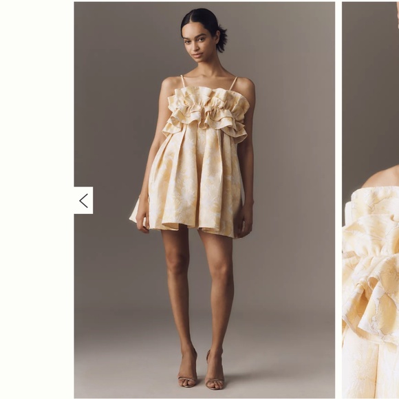 Anthropologie Aureta Strapless Drama Ruffle Mini Dress - Picture 2 of 4